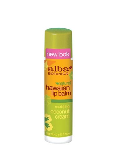 Alba Botanica Nourishing Coconut Cream Hawaiian Lip Balm, 0.15 Ounce Tubes (Pack of 6)