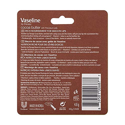 Vaseline Lip Therapy Stick with Petroleum Jelly (Cocoa Butter, Pack of 3)