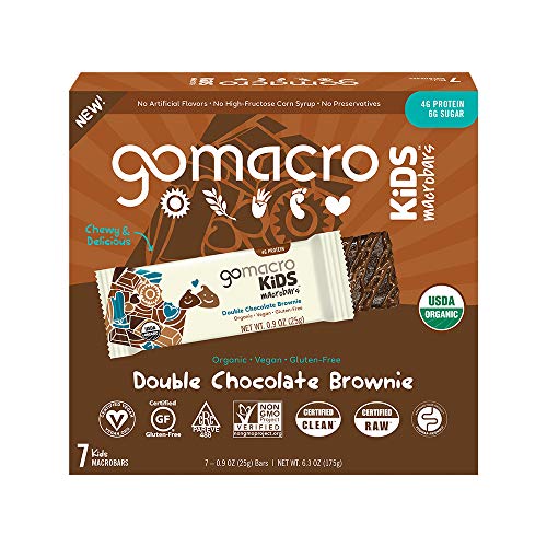 GoMacro Kids MacroBar Organic Vegan Snack Bars - Double Chocolate Brownie (0.90 Ounce Bars, 7 Count)