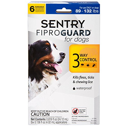 SENTRY Fiproguard for Dogs, Flea and Tick Prevention for Dogs (89-132 Pounds), Includes 6 Month Supply of Topical Flea Treatments