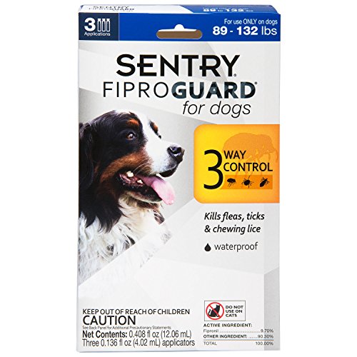 SENTRY PET CARE SENTRY Fiproguard for Dogs, Flea and Tick Prevention for Dogs (89-132 Pounds), Includes 3 Month Supply of Topical Flea Treatments