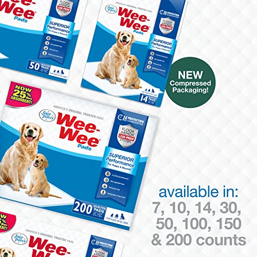Four Paws Wee-Wee Superior Performance Pee Pads for Dogs - Dog & Puppy Pads for Potty Training - Dog Housebreaking & Puppy Supplies - 22" x 23" (7 Count)