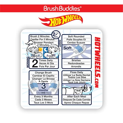 Brush Buddies Hot Wheels Toothbrush for Kids, Toddler Toothbrushes, Children's Toothbrushes, Soft Bristle Toothbrushes for Kids, 3PK