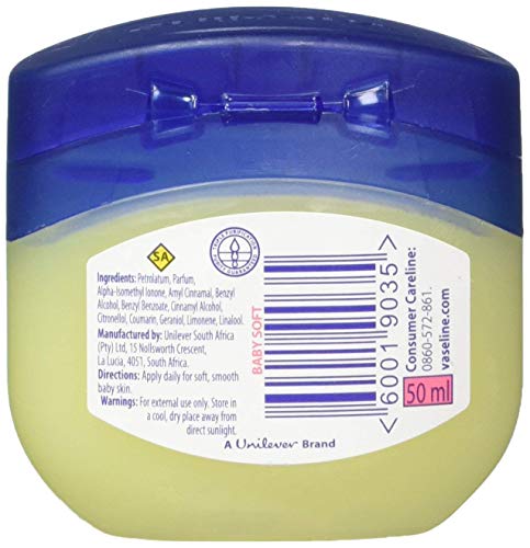 Set of Six Vaseline Baby Gentle Protective Petroleum Jelly- Travel Size, 1.7 Oz, 6 Count (Pack of 1)