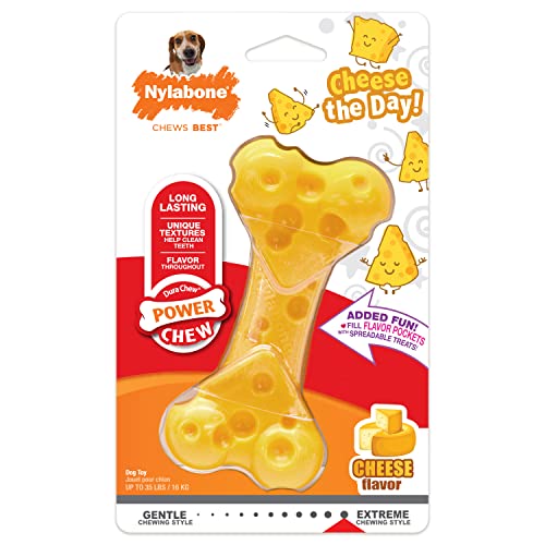 Nylabone Cheese Dog Toy - Power Chew Dog Toy for Aggressive Chewers - Medium/Wolf (1 Count)