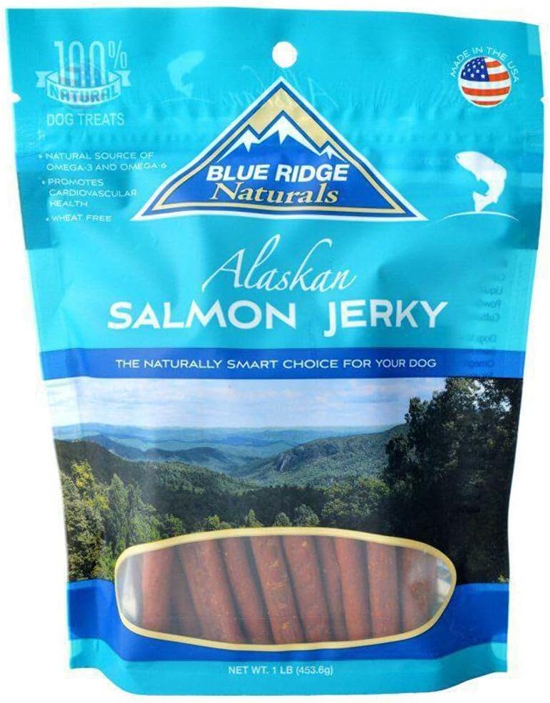 Blue Ridge Naturals Oven Baked Salmon Jerky Dog Treats, 1lb Bag