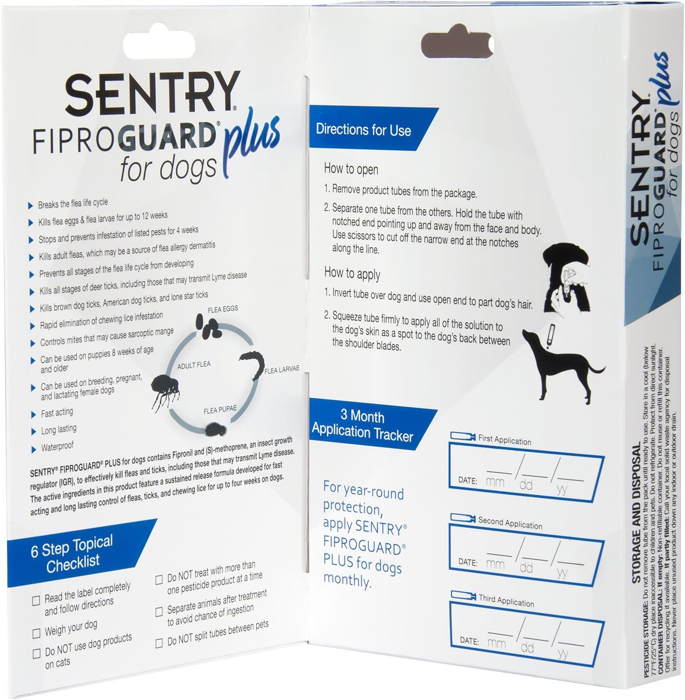 SENTRY Fiproguard Plus for Dogs, Flea and Tick Prevention for Dogs (45-88 Pounds), Includes 3 Month Supply of Topical Flea Treatments