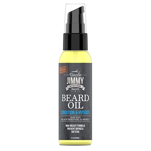 Uncle Jimmy Beard Oil, Restores Moisture, Softens and Reduces Beard Itch for Facial Hair of All Lengths, Made with Black Seed Oil & Honey 2oz (T108)