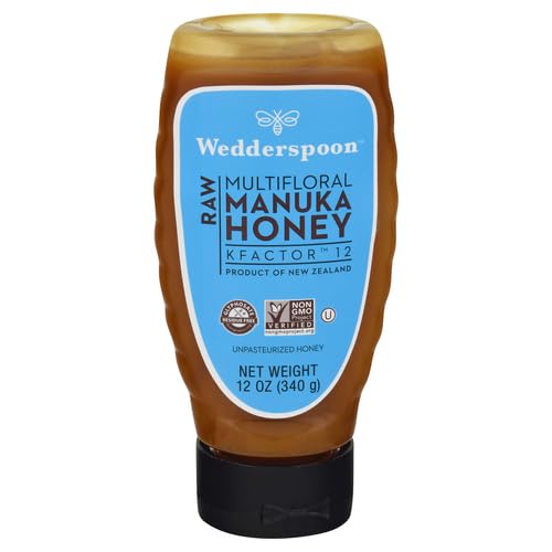 Wedderspoon Raw Premium Manuka Honey, KFactor 12, 8.8 Oz, Unpasteurized, Genuine New Zealand Honey, Non-GMO Superfood, Traceable from Our Hives to Your Home