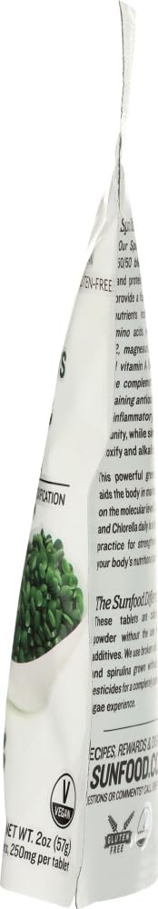Sunfood Superfoods Chlorella Tablets - Chlorophyll, Chlorella Supplement, Chlorophyll Pills, Broken Cell Wall Algae Capsules, Non GMO, Vegan - 2 oz Bag