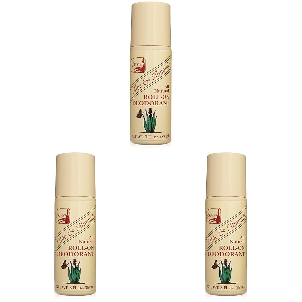 Alvera All Natural Roll-On Deodorant Aloe & Almonds - 3 Fl Oz, 4 pack