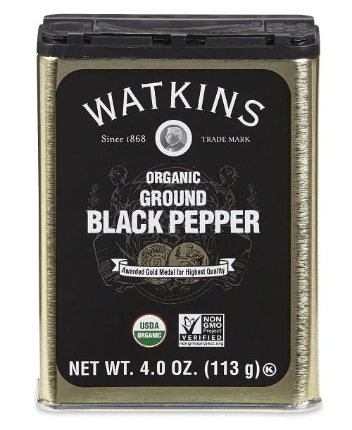 Watkins Gourmet Organic Spice Tin, Ground Black Pepper, 4 oz