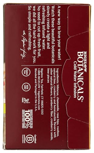 Bigelow Botanicals Cold Water Infusion Strawberry Lemon Orange Blossom Tea Bags 18 Count Box (Pack of 1), Herbal Infusion, Caffeine Free, 18 Tea Bags Total