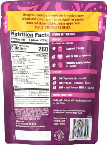 Patak’s Lentil & Veggie Tikka Masala - Vegetarian Indian Curry w/Lentils, Beans, Pumpkin, Sweet Potatoes & Vegetables - Ready-to-Eat Microwaveable Meal - Serve with Rice or Naan - 10.5oz (Pack of 6)