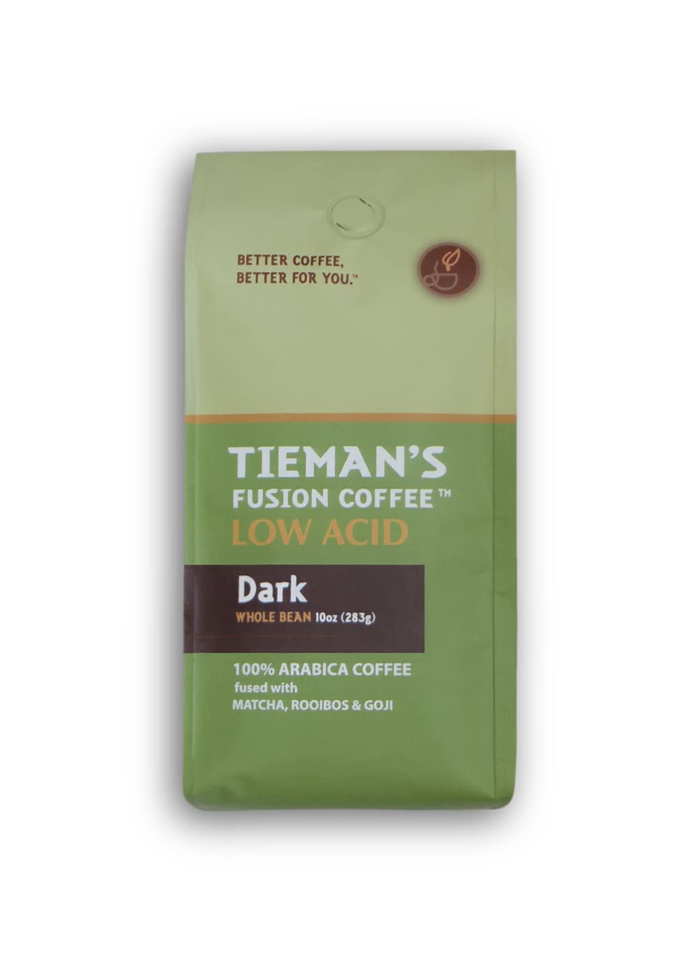Tieman's Fusion Coffee, Low Acid Medium Roast, Ground, 10-Ounce Bag
