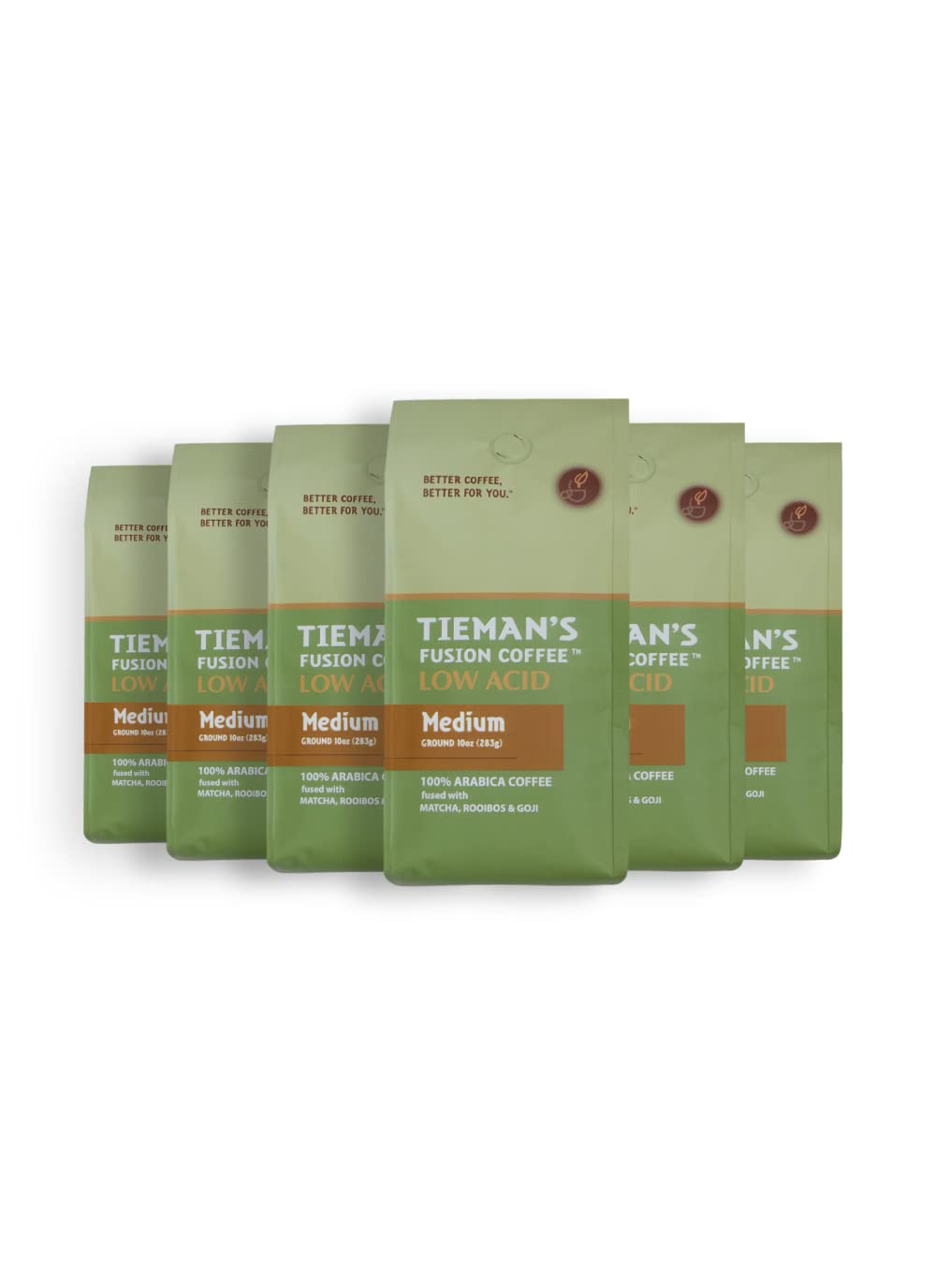 Tieman's Fusion Coffee, Low Acid Medium Roast, Ground, 10-Ounce Bag