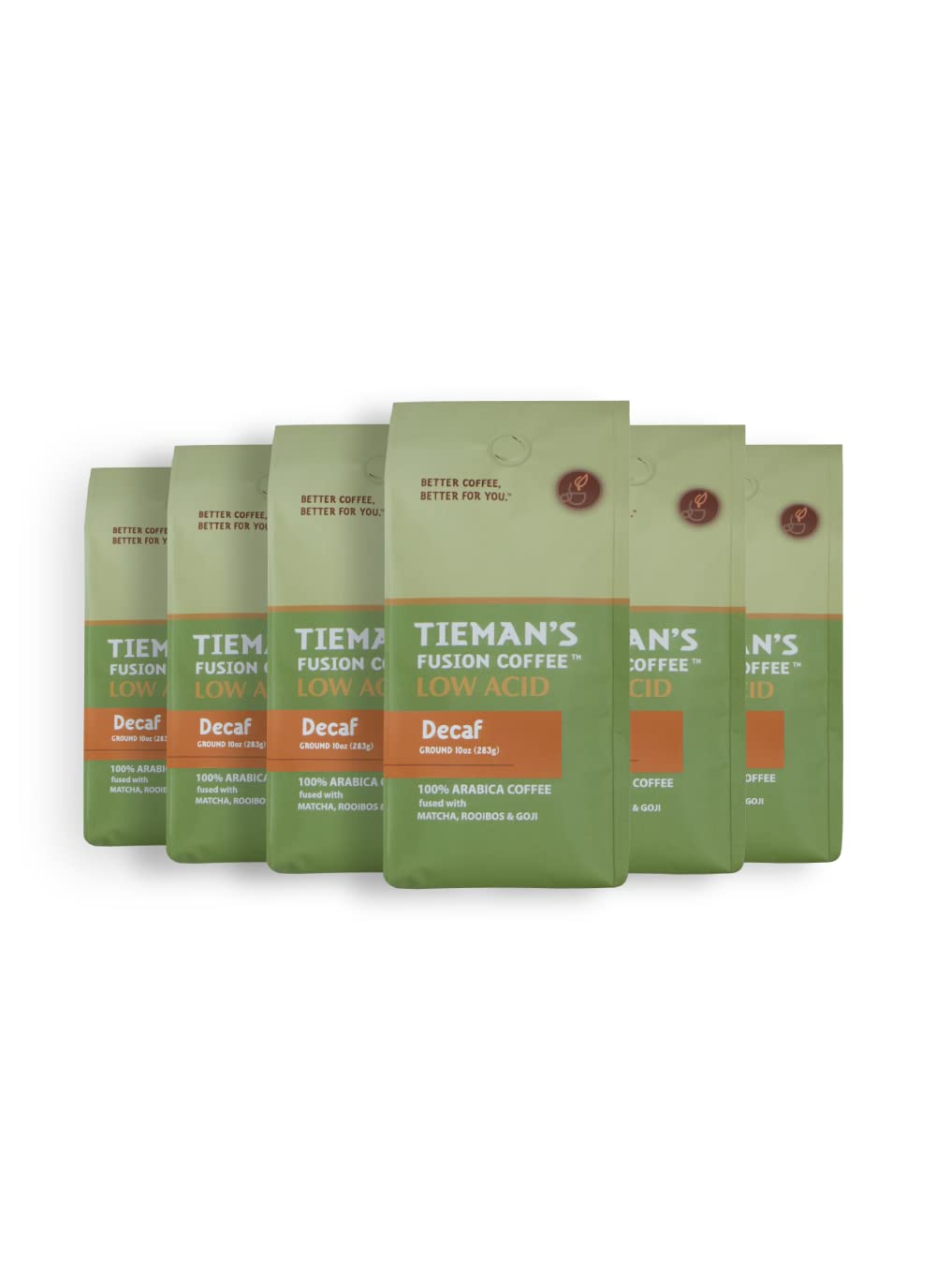 Tieman's Fusion Coffee, Low Acid Medium Roast, Ground, 10-Ounce Bag