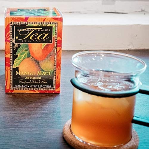Hawaiian Islands Tea Company Mango Maui Black Tea, All Natural - 20 Teabags (1 Box)