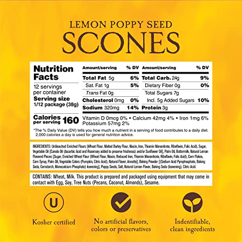 English Scone Mix, Lemon Poppyseed by Sticky Fingers Bakeries – Easy to Make English Scones Fresh Baked, Makes 12 Scones (2 pk)