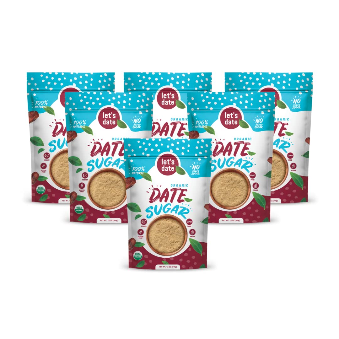 Let’s Date | Organic Date Sugar | Excellent Sugar Substitute | Baking Sugar Alternative | Good Source of Fiber | Vegan | Paleo | Gluten Free | Kosher | Non- GMO | Natural Sweetener (12oz (Pack of 2))