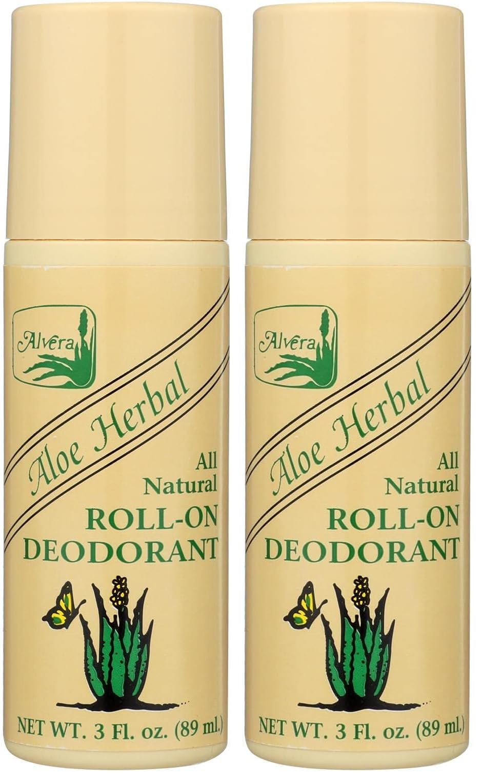Alvera All Natural Roll-On Deodorant Aloe & Almonds - 3 Fl Oz, 4 pack