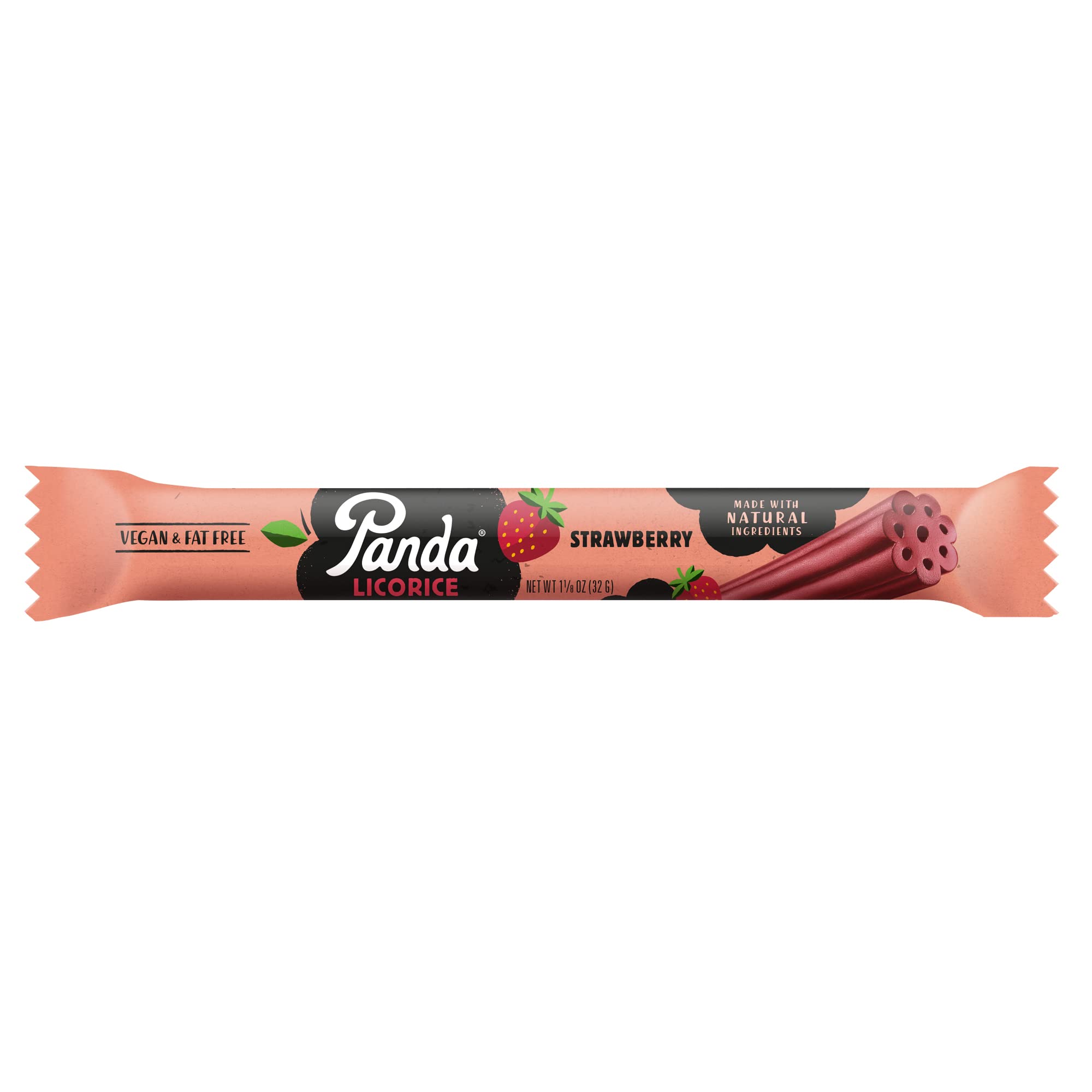 Panda ® | Natural Soft Strawberry Licorice | Licorice Candy Made with Natural Colors and Flavors | Non-GMO Project verified | Vegan & Fat Free | 32 Gr - 1,125 OZ x 20 Bars Pack