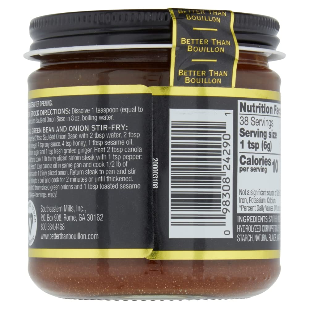 Better Than Bouillon Premium Sauteed Onion Base, Made from Sauteed Onions, Blendable Base for Added Flavor, 38 Servings Per Jar (8 Ounce (Pack of 1))