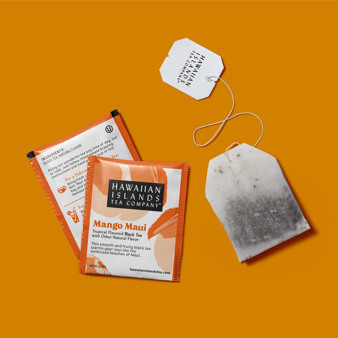 Hawaiian Islands Tea Company Mango Maui Black Tea, All Natural - 20 Teabags (1 Box)