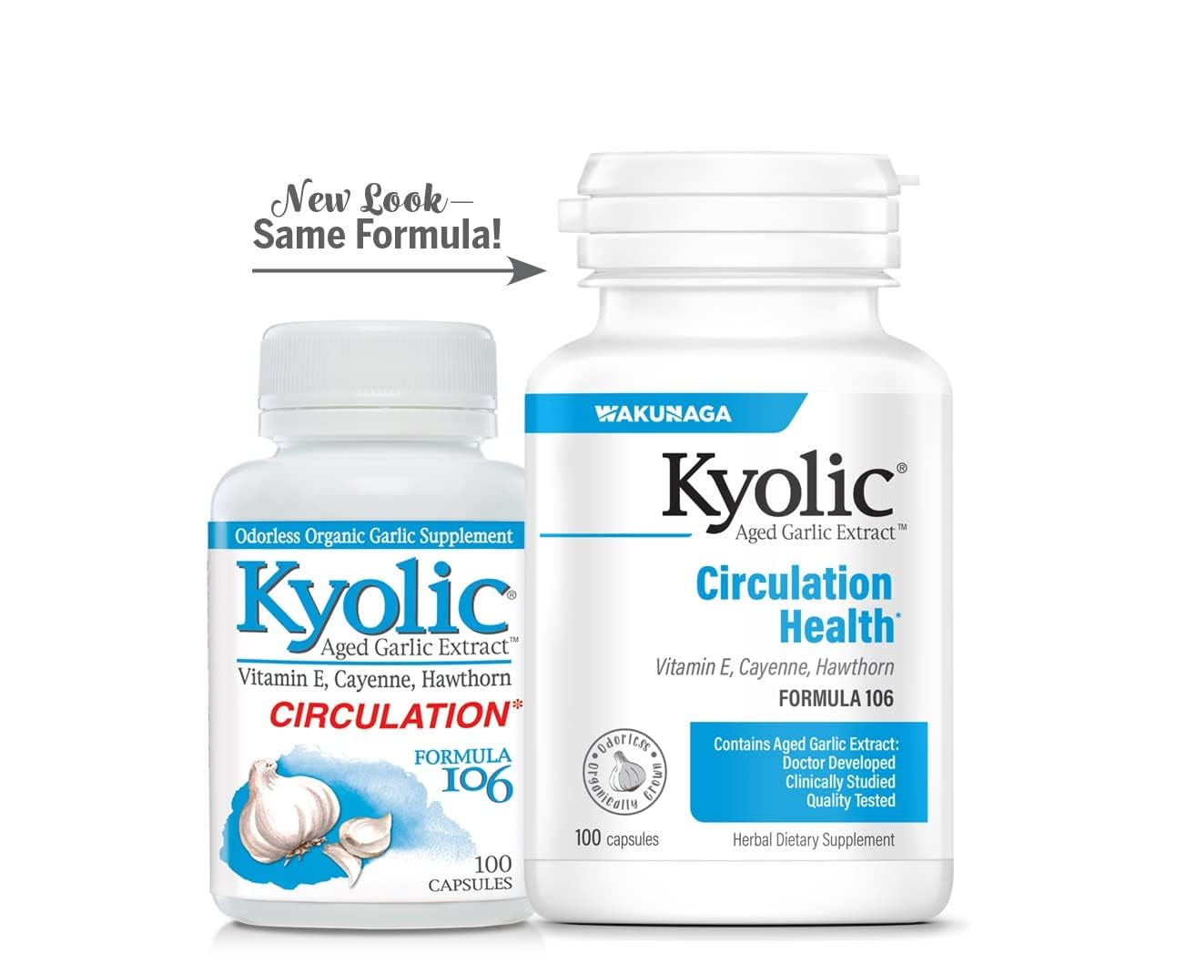Kyolic Aged Garlic Extract Formula 106, Circulation Health, 300 Capsules (Packaging May Vary)