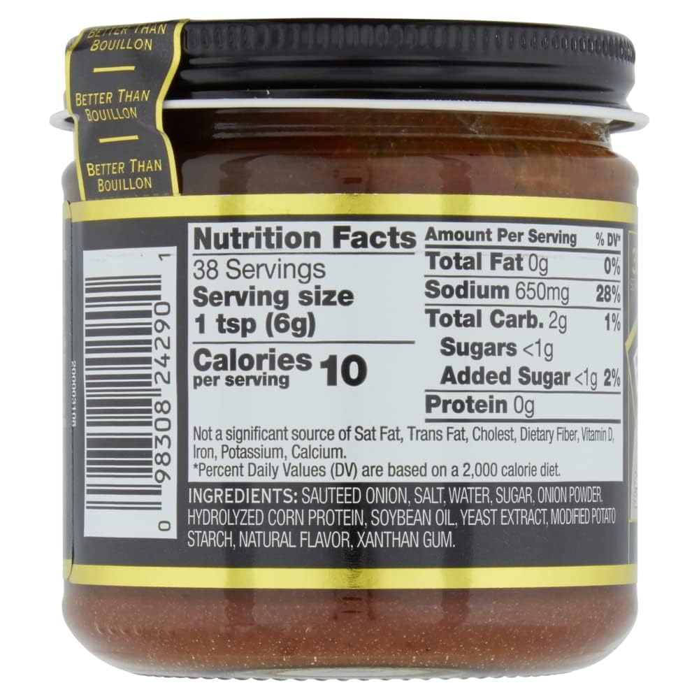 Better Than Bouillon Premium Sauteed Onion Base, Made from Sauteed Onions, Blendable Base for Added Flavor, 38 Servings Per Jar (8 Ounce (Pack of 1))