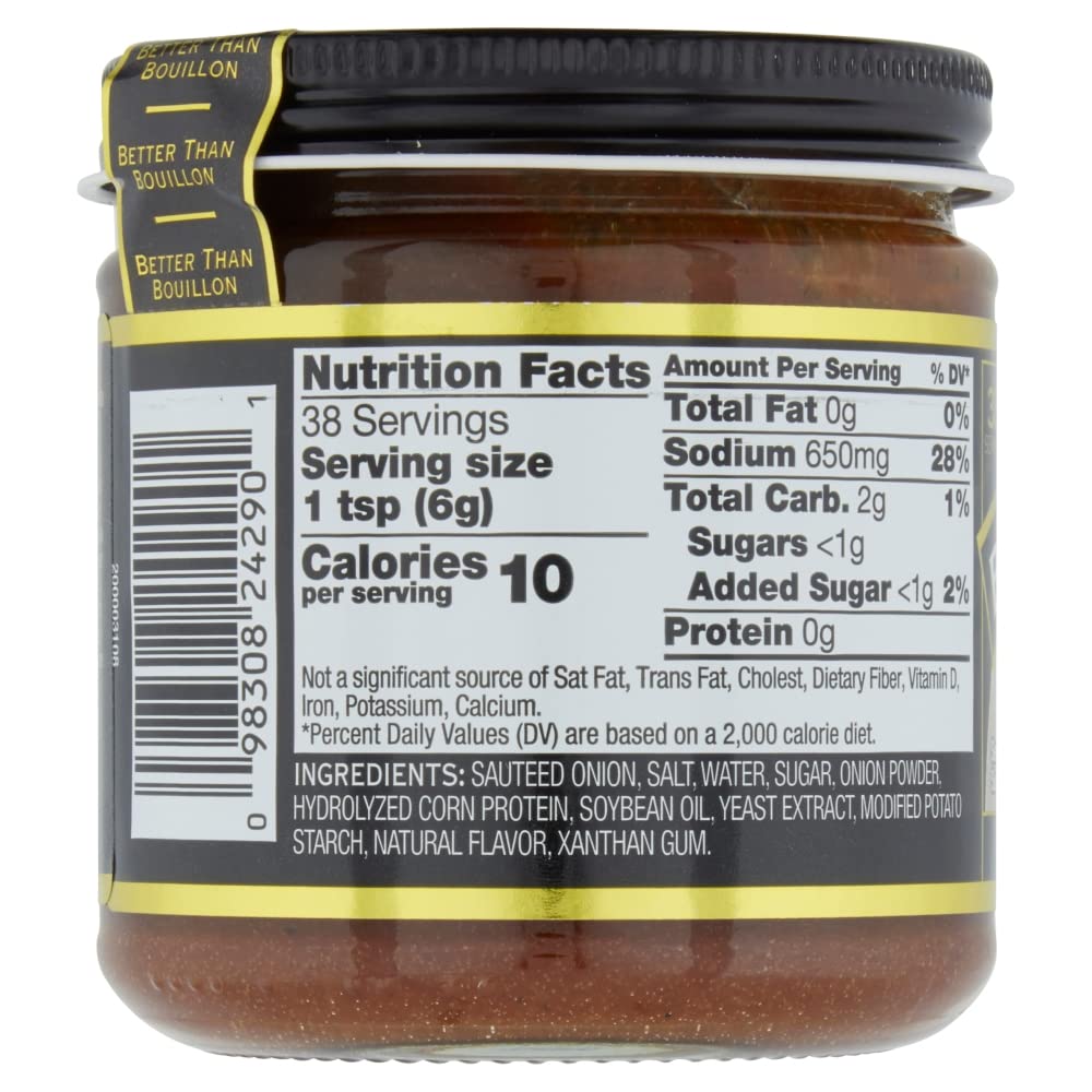 Better Than Bouillon Premium Sauteed Onion Base, Made from Sauteed Onions, Blendable Base for Added Flavor, 38 Servings Per Jar (8 Ounce (Pack of 1))