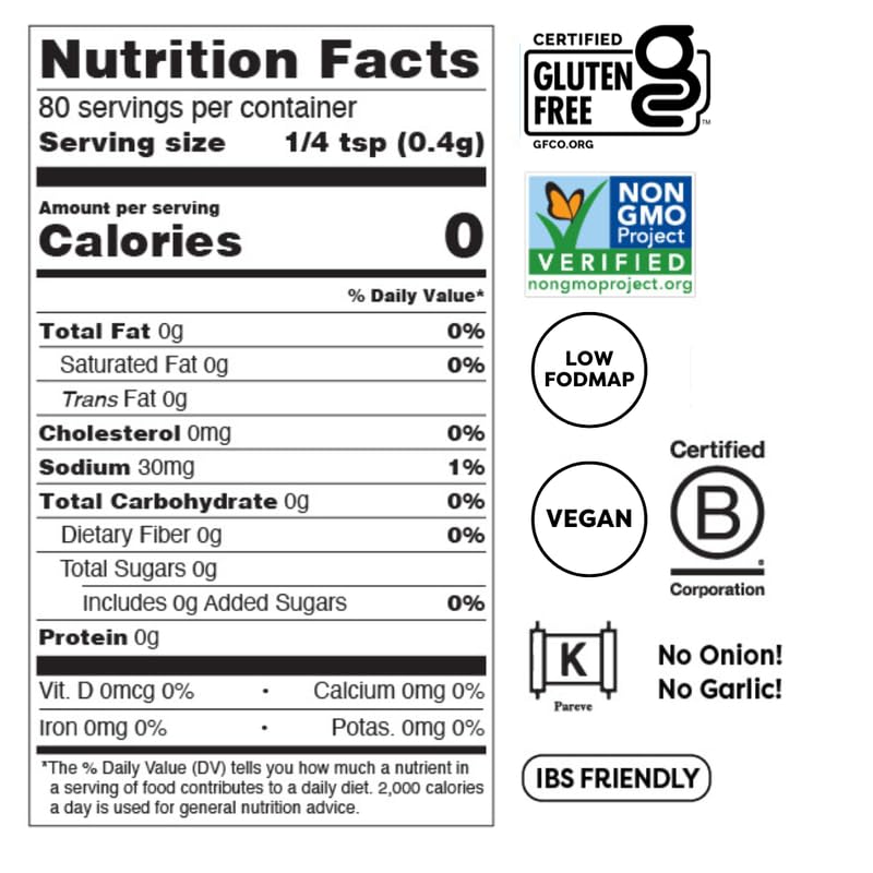 Fody Foods Taco Seasoning, 2.6 Oz, Garlic and Onion Free, Low FODMAP Certified, Gut & IBS Friendly, Vegan, Non-GMO, Gluten Free, Keto Friendly