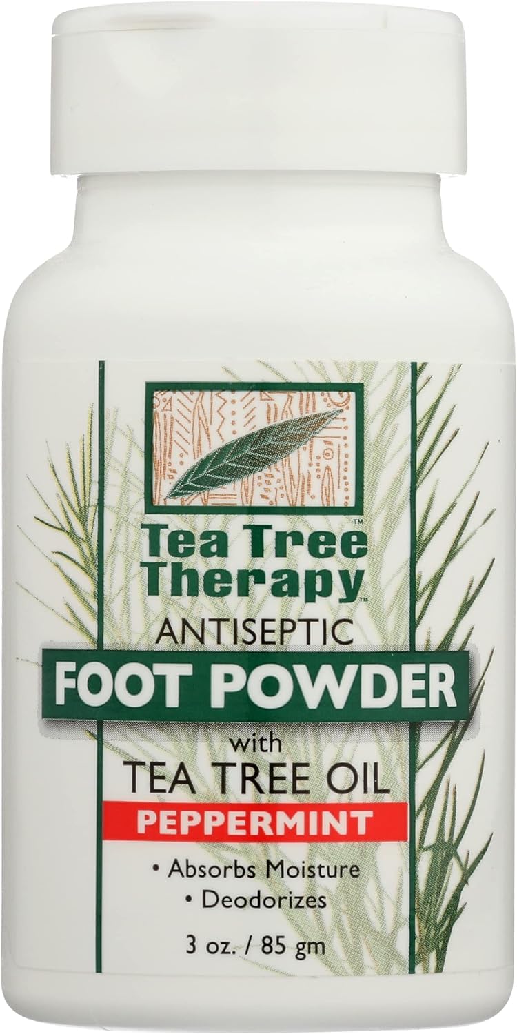 Tea Tree Therapy Antiseptic Foot Powder, with Tea Tree Oil, Peppermint, 3 Oz