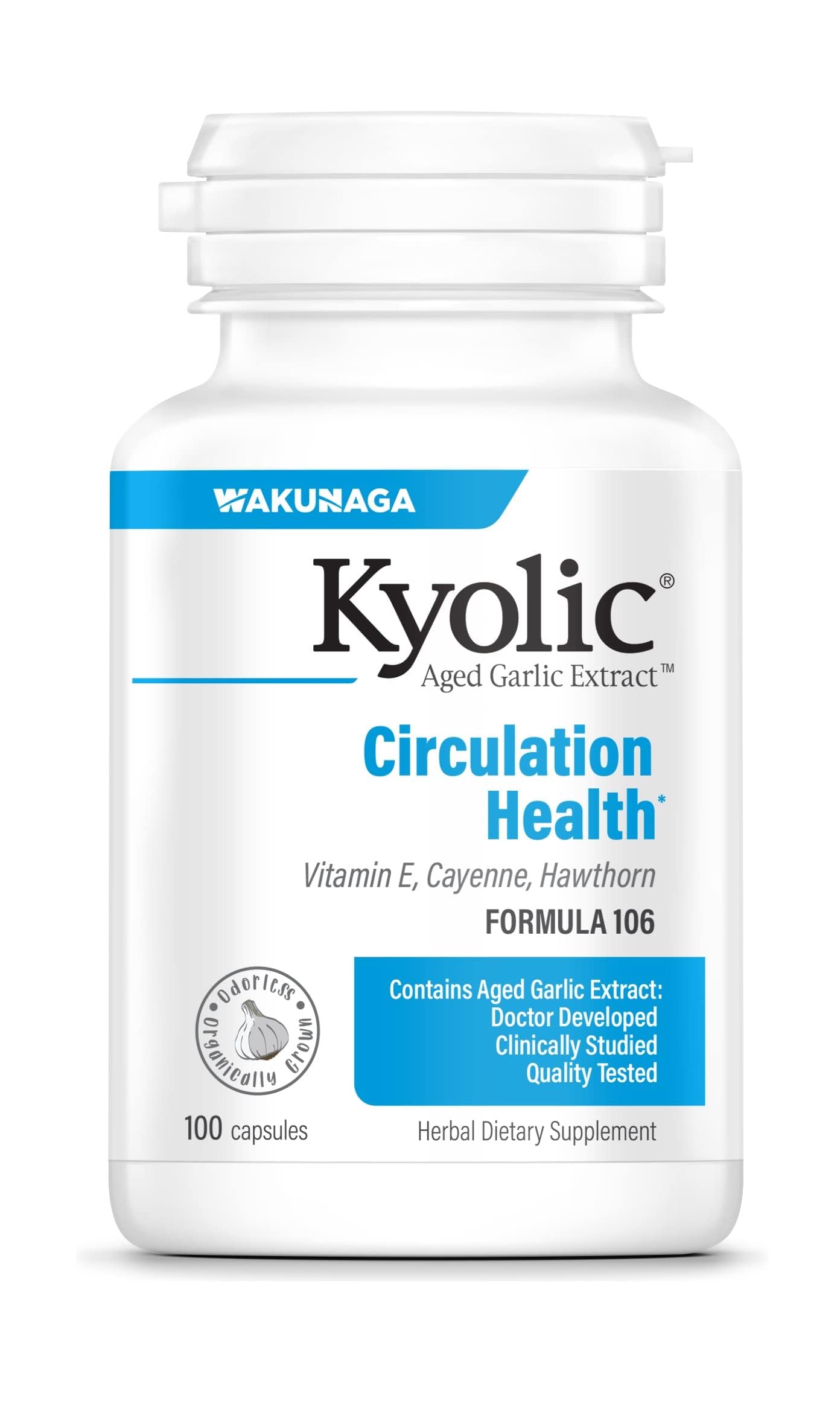Kyolic Aged Garlic Extract Formula 106, Circulation Health, 300 Capsules (Packaging May Vary)