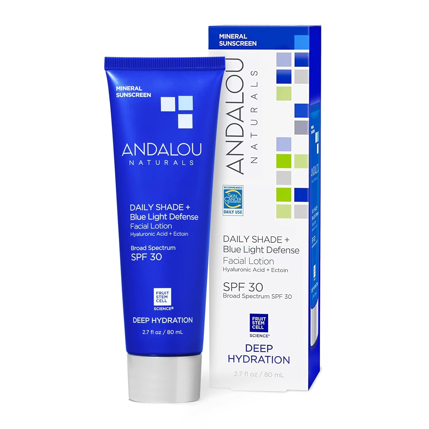 Andalou Naturals Clear Skin Mineral Face Sunscreen SPF 30 - Daily Shade Pollution Defense Facial Sunblock Lotion with Zinc Oxide - Lightweight, Non-Greasy, Non-comedogenic, Fragrance-Free - 2.7 fl oz