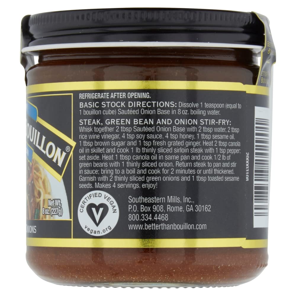 Better Than Bouillon Premium Sauteed Onion Base, Made from Sauteed Onions, Blendable Base for Added Flavor, 38 Servings Per Jar (8 Ounce (Pack of 1))