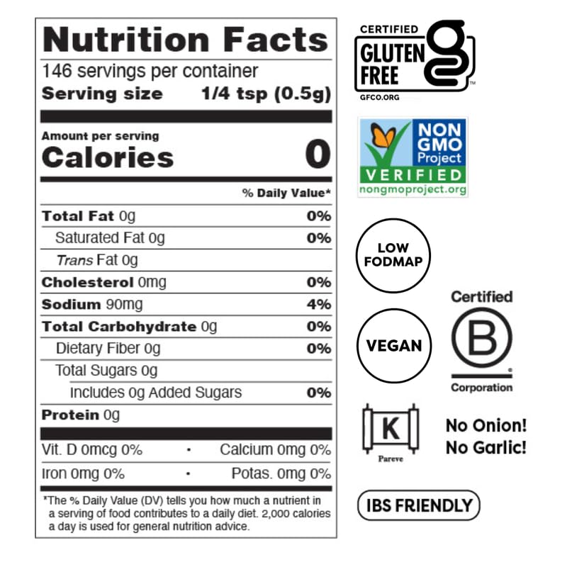 Fody Foods Taco Seasoning, 2.6 Oz, Garlic and Onion Free, Low FODMAP Certified, Gut & IBS Friendly, Vegan, Non-GMO, Gluten Free, Keto Friendly