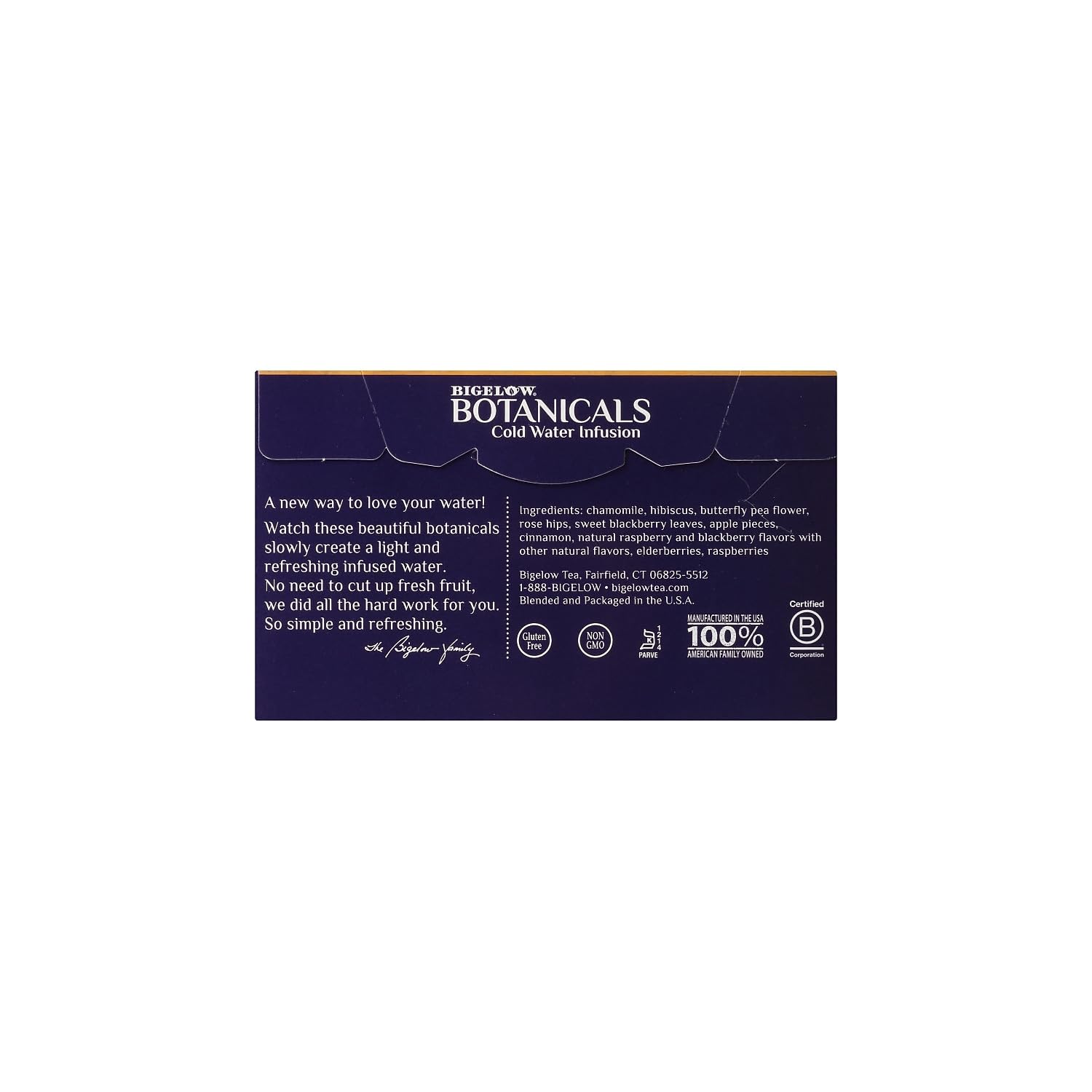 Bigelow Botanicals Cold Water Infusion Strawberry Lemon Orange Blossom Tea Bags 18 Count Box (Pack of 1), Herbal Infusion, Caffeine Free, 18 Tea Bags Total