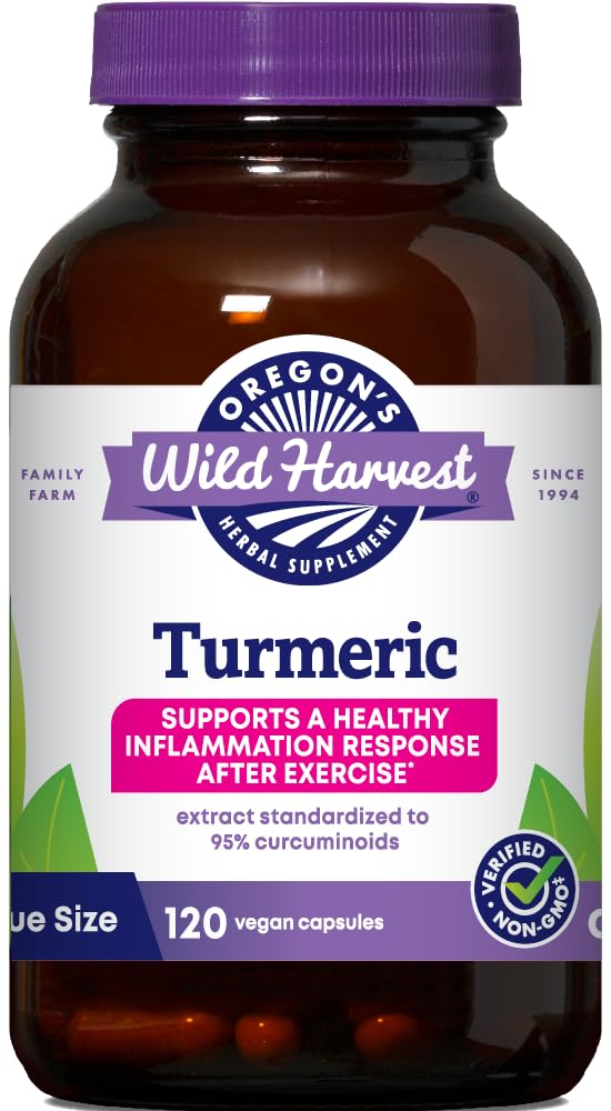 Oregon's Wild Harvest, Turmeric Curcumin Supplement Vegan Capsules with BioPerine 1350 MGS, 60 Count