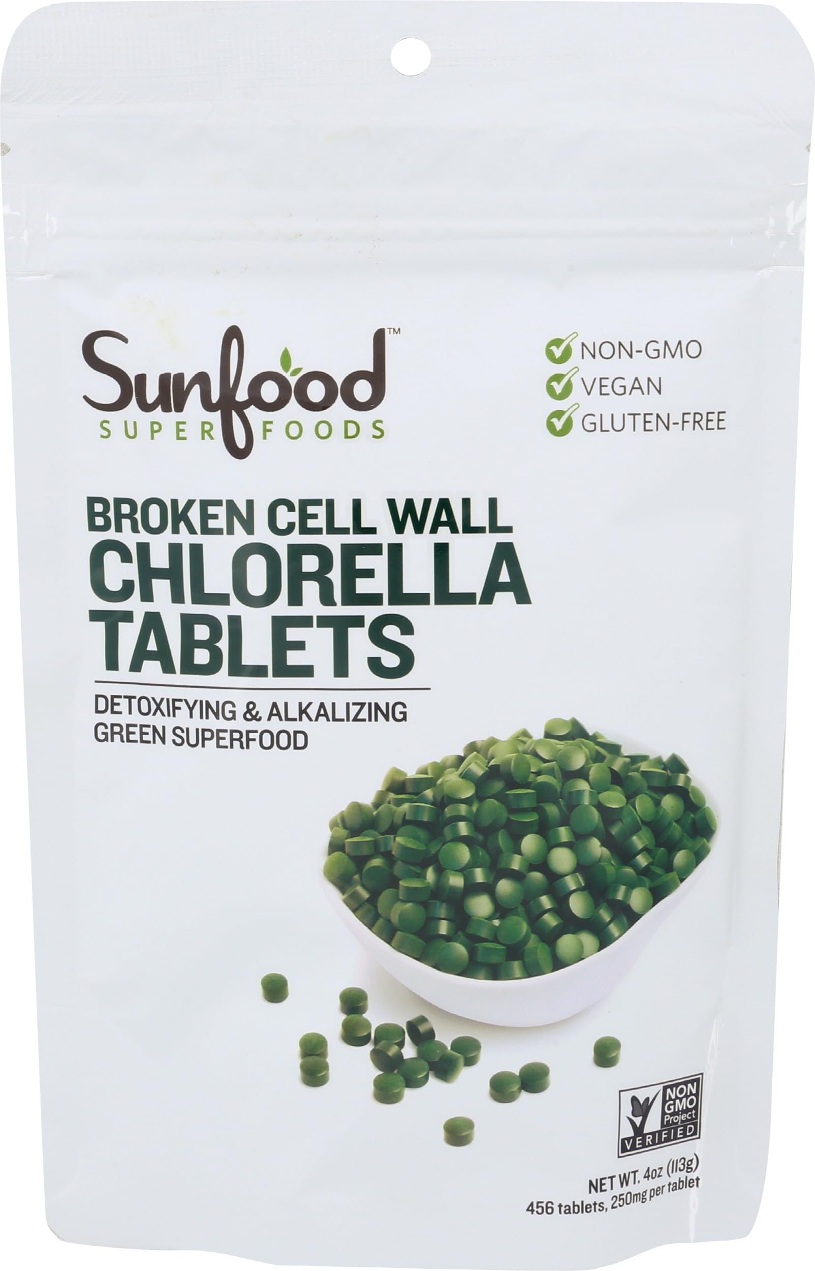 Sunfood Superfoods Chlorella Tablets - Chlorophyll, Chlorella Supplement, Chlorophyll Pills, Broken Cell Wall Algae Capsules, Non GMO, Vegan - 2 oz Bag