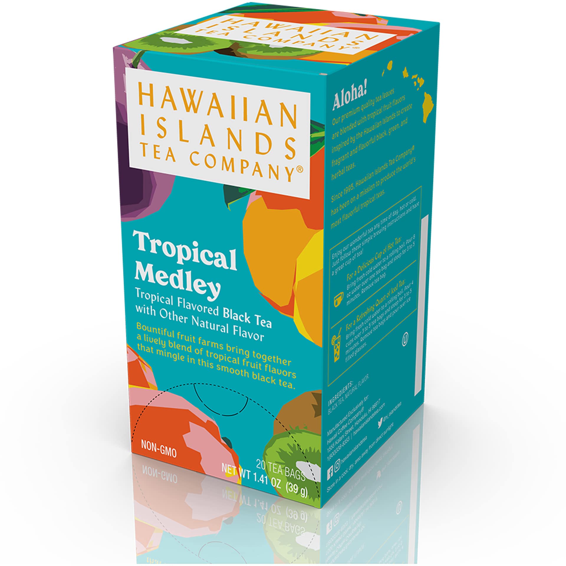 Hawaiian Islands Tea Company Mango Maui Black Tea, All Natural - 20 Teabags (1 Box)