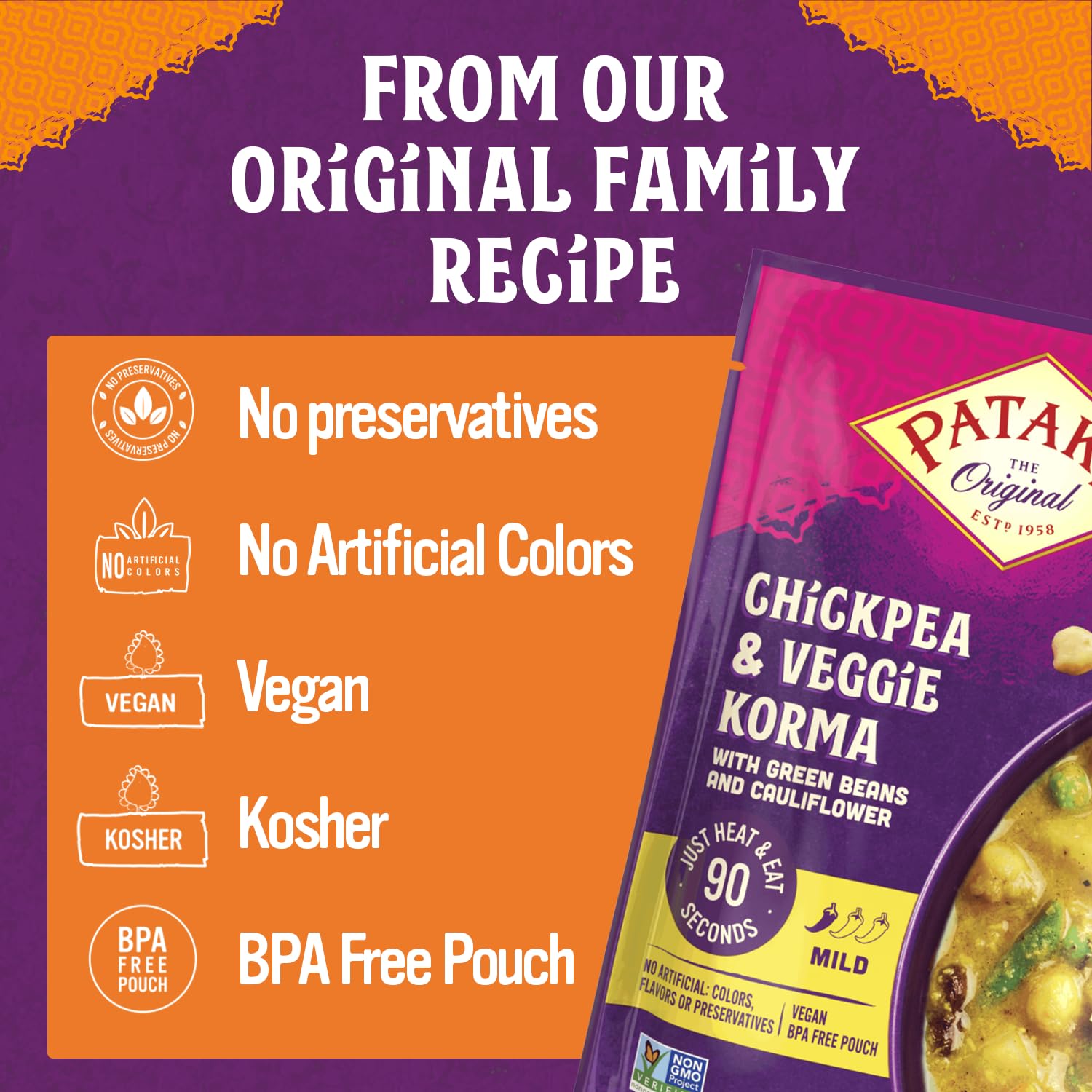 Patak’s Lentil & Veggie Tikka Masala - Vegetarian Indian Curry w/Lentils, Beans, Pumpkin, Sweet Potatoes & Vegetables - Ready-to-Eat Microwaveable Meal - Serve with Rice or Naan - 10.5oz (Pack of 6)