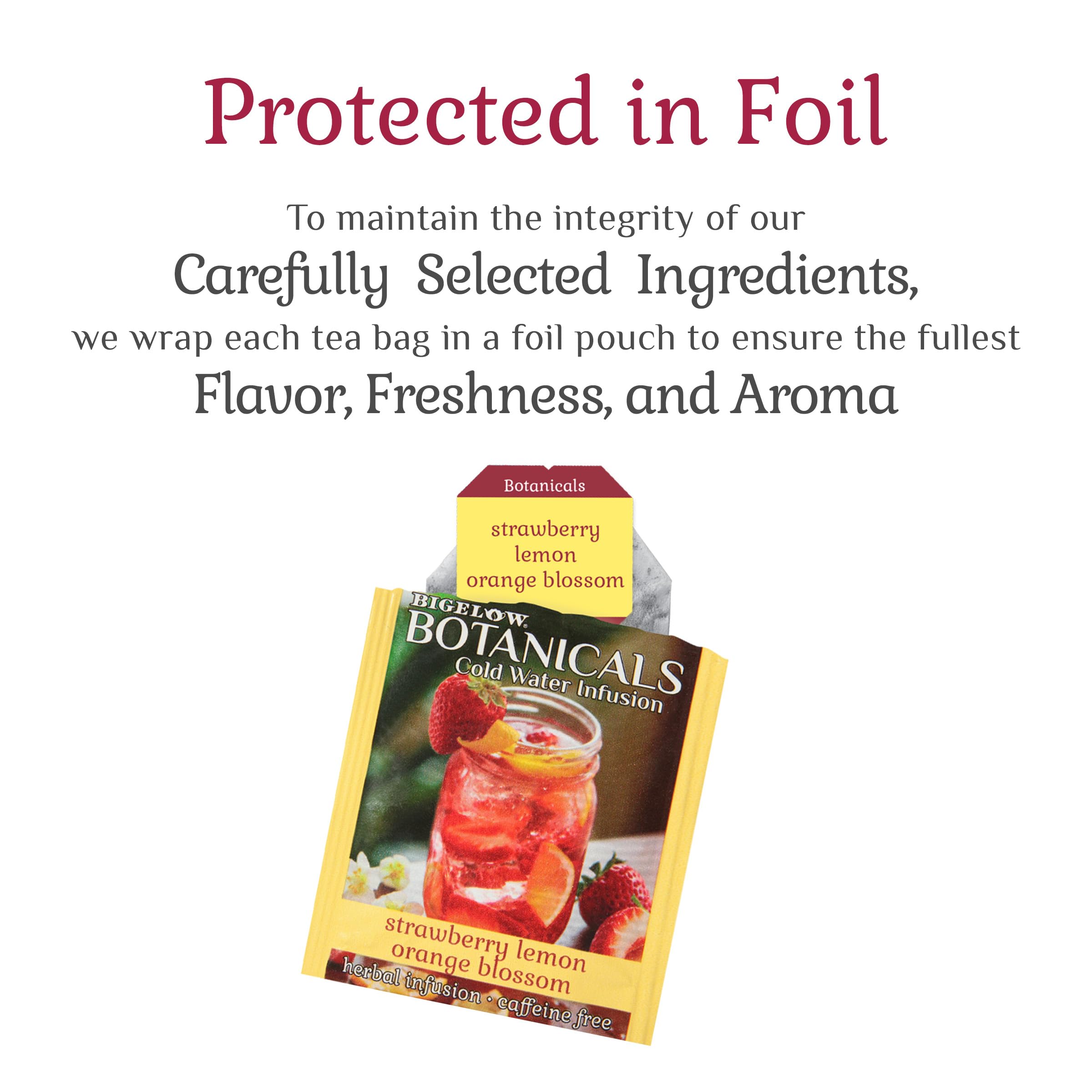 Bigelow Botanicals Cold Water Infusion Strawberry Lemon Orange Blossom Tea Bags 18 Count Box (Pack of 1), Herbal Infusion, Caffeine Free, 18 Tea Bags Total