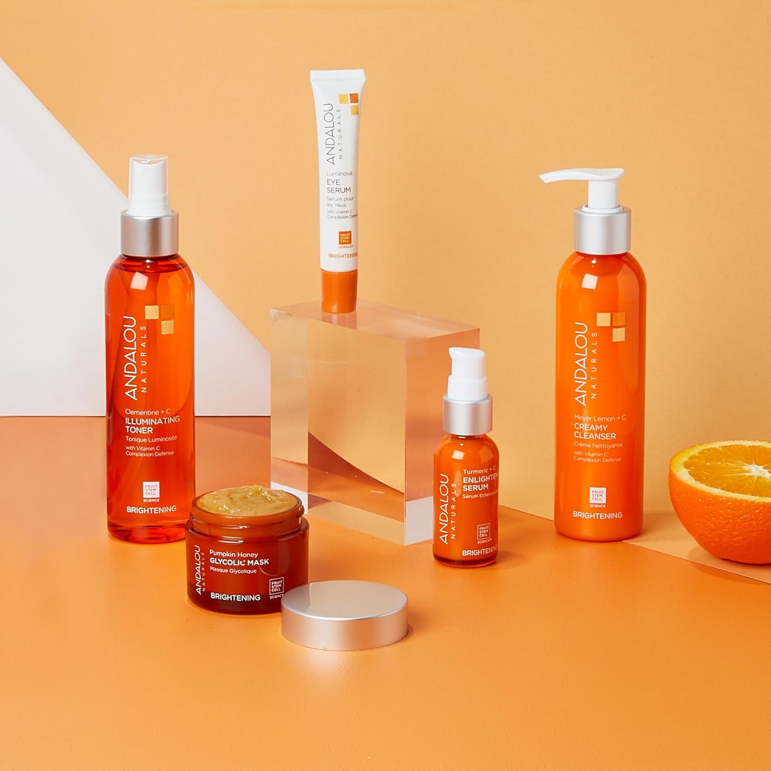 Andalou Naturals Illuminating Facial Toner Clementine + Vitamin C - Hydrating Face Mist Toner to Balance & Refresh Skin - with Fruit Stem Cell Complex Plus Aloe Vera - 6 fl oz