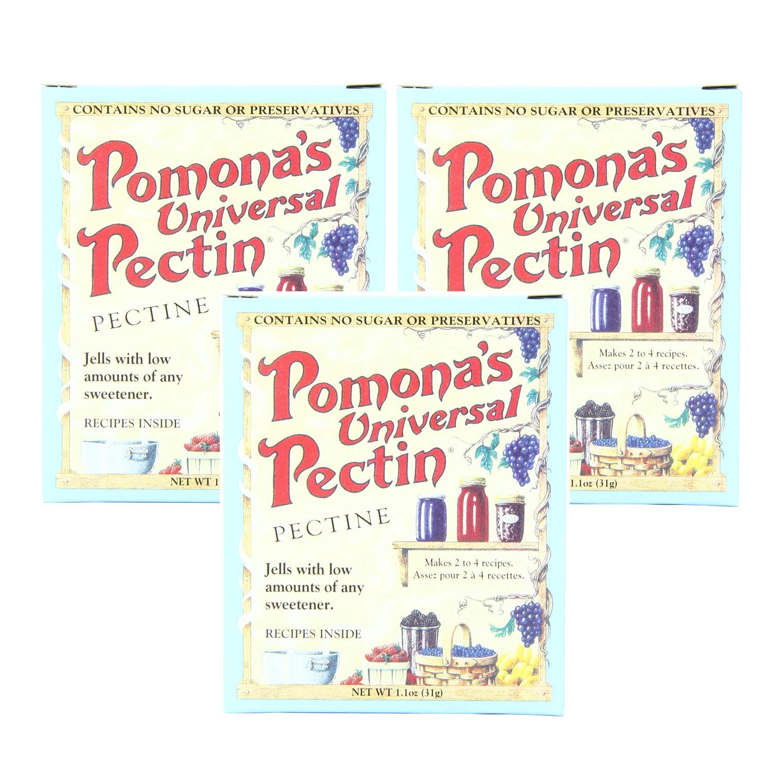 Pomonas Universal Pectin 6 Count 1.1 Ounce Boxes (6.6 Ounces Total) - Perfect for Making Jams and Jelly - Contains No Sugar or Preservatives