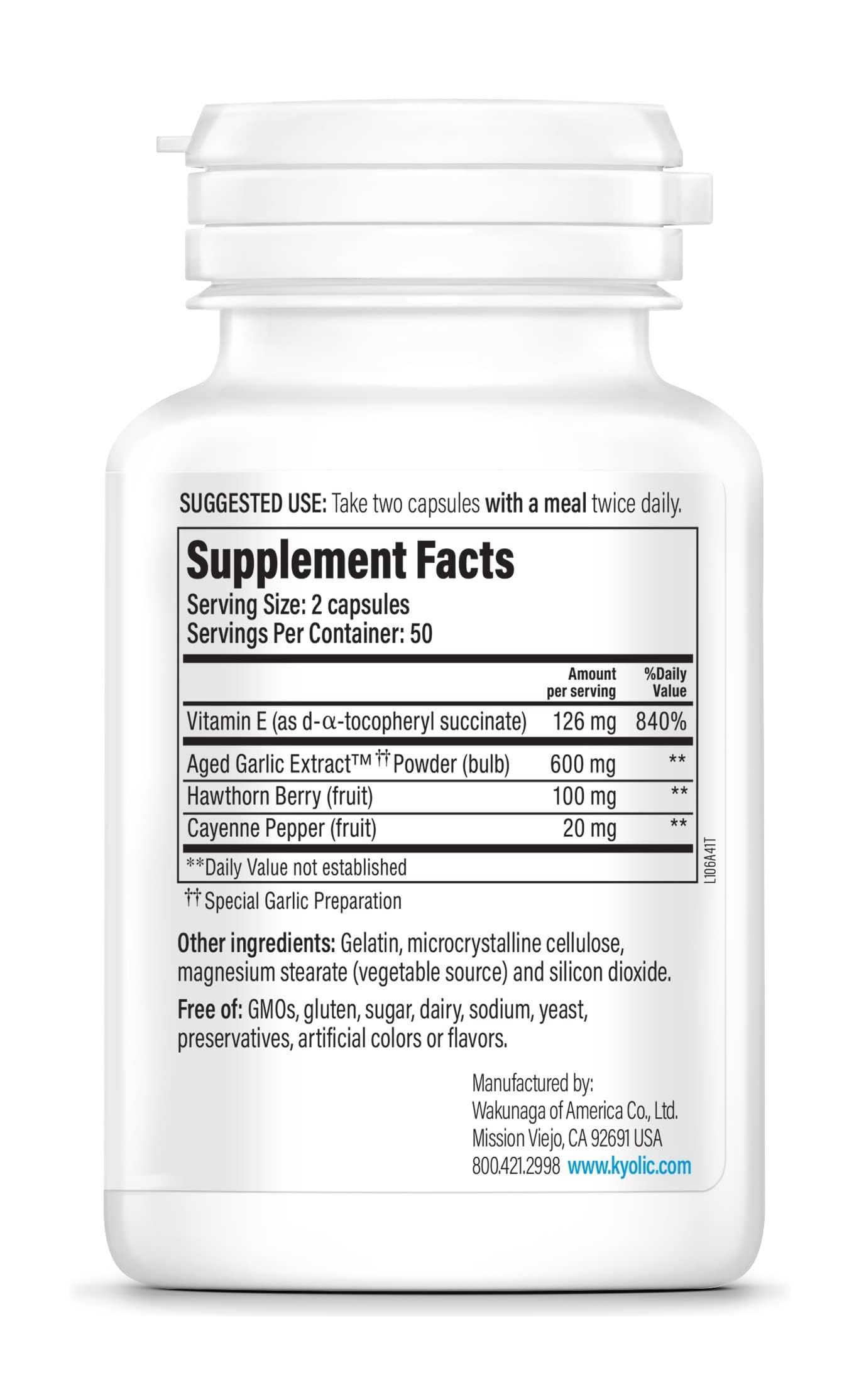 Kyolic Aged Garlic Extract Formula 106, Circulation Health, 300 Capsules (Packaging May Vary)