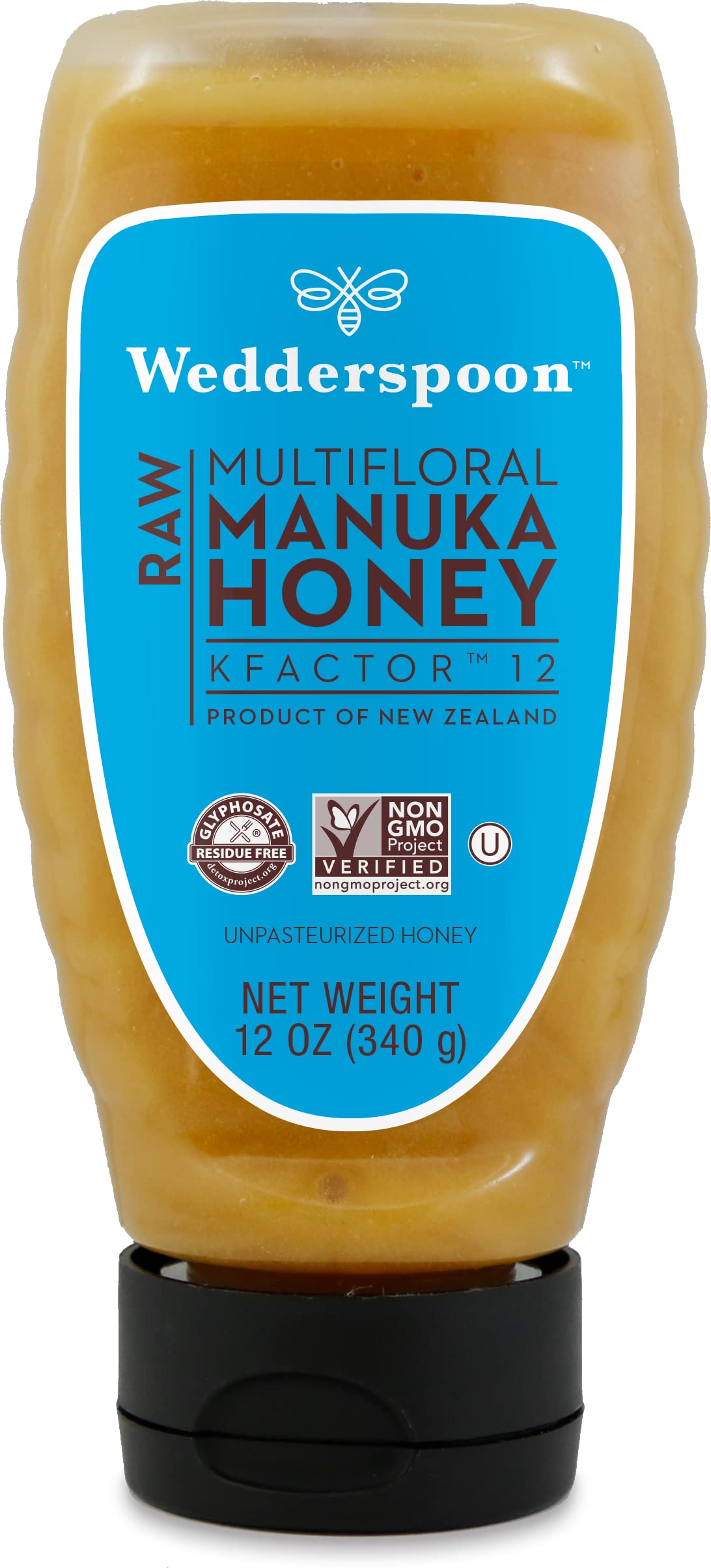 Wedderspoon Raw Premium Manuka Honey, KFactor 12, 8.8 Oz, Unpasteurized, Genuine New Zealand Honey, Non-GMO Superfood, Traceable from Our Hives to Your Home