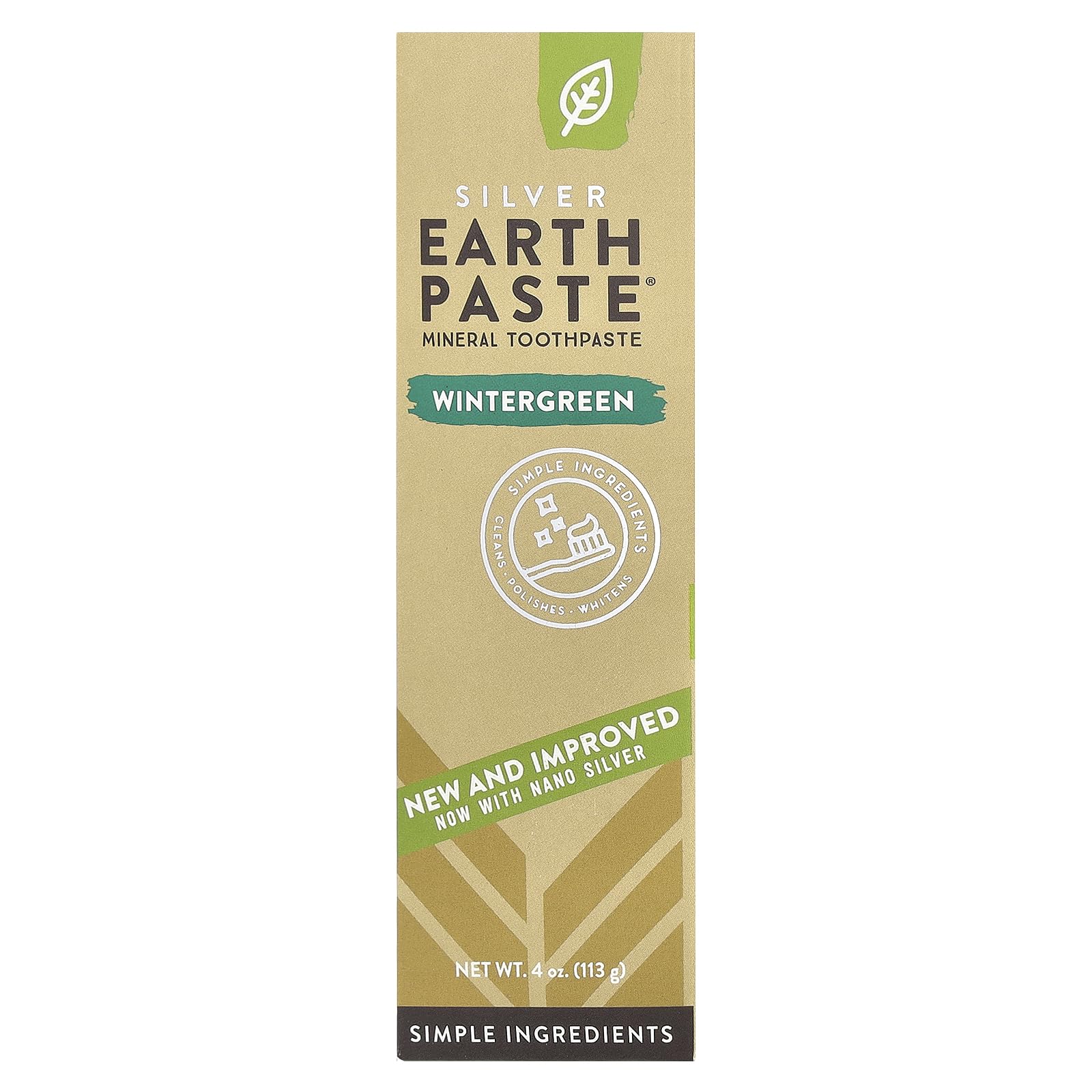 REDMOND - Earthpaste All Natural Non-Fluoride Vegan Non GMO Real Ingredients Toothpaste, Wintergreen 4 Ounce Tube (Pack of 3) (Packaging May Vary)