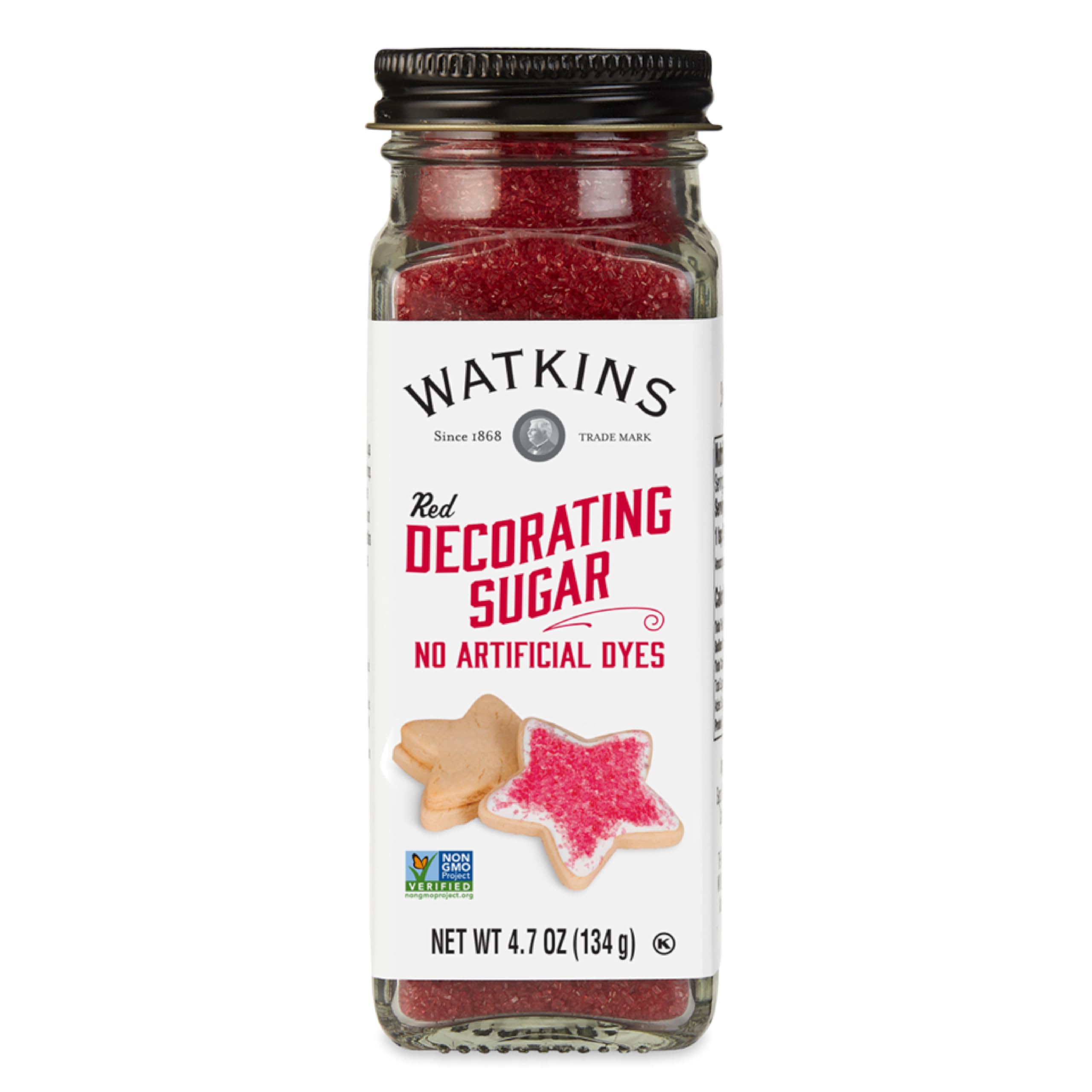 Watkins Red Decorating Sugar, Non-GMO, Kosher, 4.7 Ounce Jar, 1-Pack