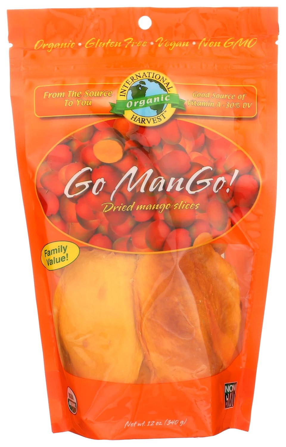 International Harvest Organic Go Mango Slices, Gluten Free, Non GMO, 12 Ounce (Pack of 5)